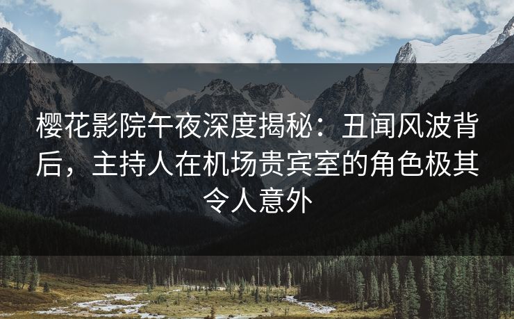 樱花影院午夜深度揭秘：丑闻风波背后，主持人在机场贵宾室的角色极其令人意外