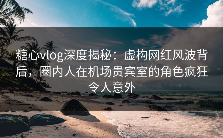 糖心vlog深度揭秘：虚构网红风波背后，圈内人在机场贵宾室的角色疯狂令人意外
